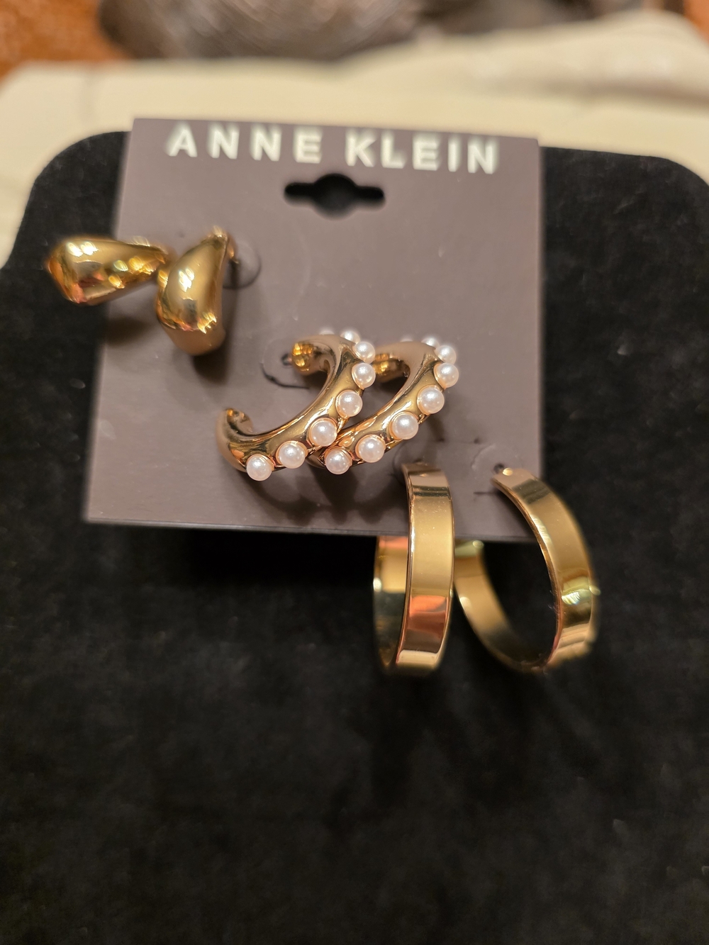 #382 Anne Klein Gold-Tone Earring Stud and Back Set
